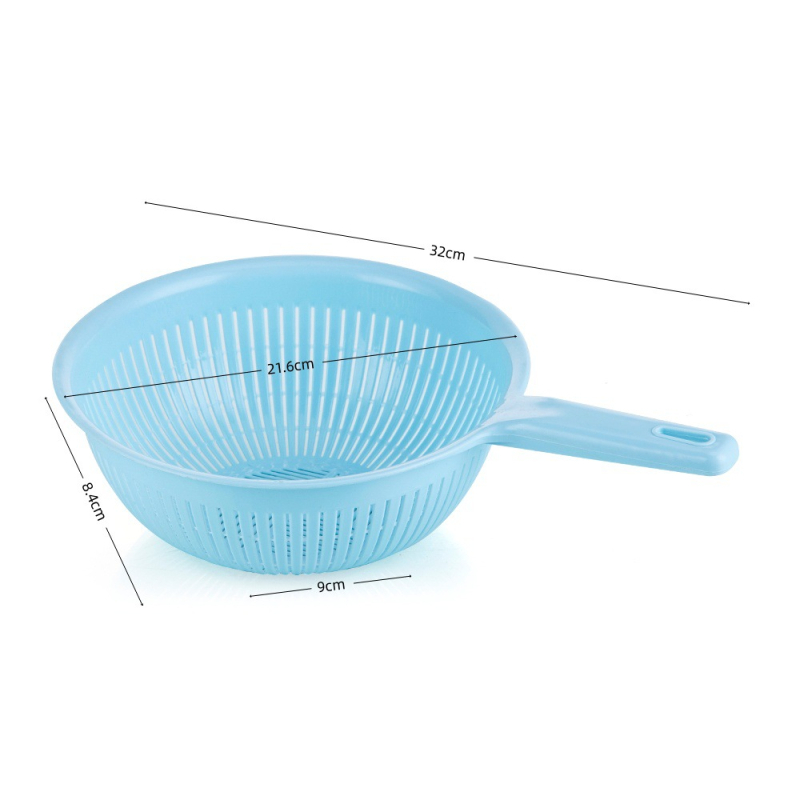 Coș rotund din plastic cu mâner pentru scurgerea fructelor și legumelor, PP, diametrul 22 cm, pentru spălarea orezului