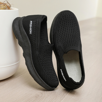 Дамски Slip-On обувки с дишащ Flyknit дизайн, ежедневни маратонки за разходка, леки и удобни