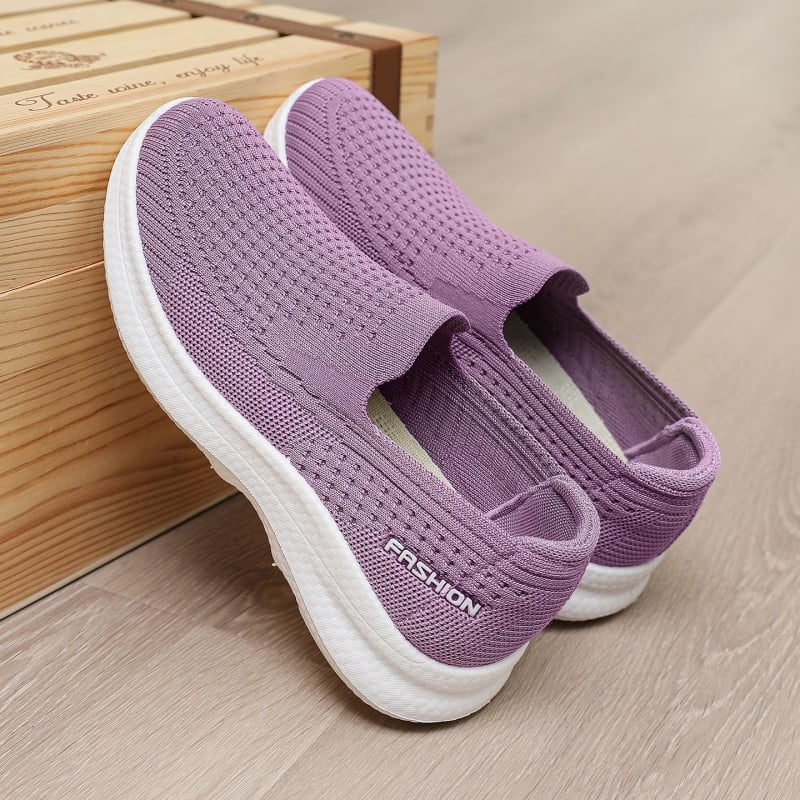 Дамски Slip-On обувки с дишащ Flyknit дизайн, ежедневни маратонки за разходка, леки и удобни