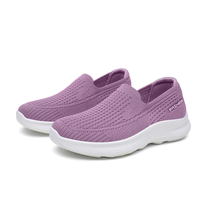 Дамски Slip-On обувки с дишащ Flyknit дизайн, ежедневни маратонки за разходка, леки и удобни