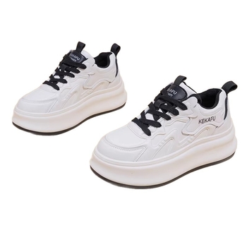 Kokafu Női fehér magasságot növelő sneakers, vastag talppal, mindennapi sportcipő, 2026-os modell