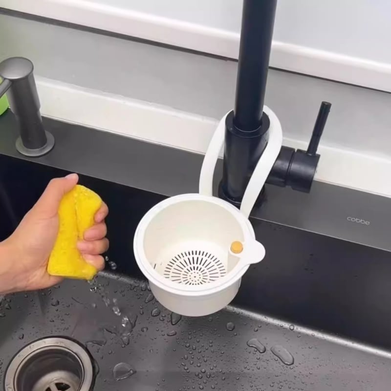 Coș suspendat pentru drenajul chiuvetei de bucătărie — separator pentru resturi alimentare și coș filtrant pentru spălarea fructelor