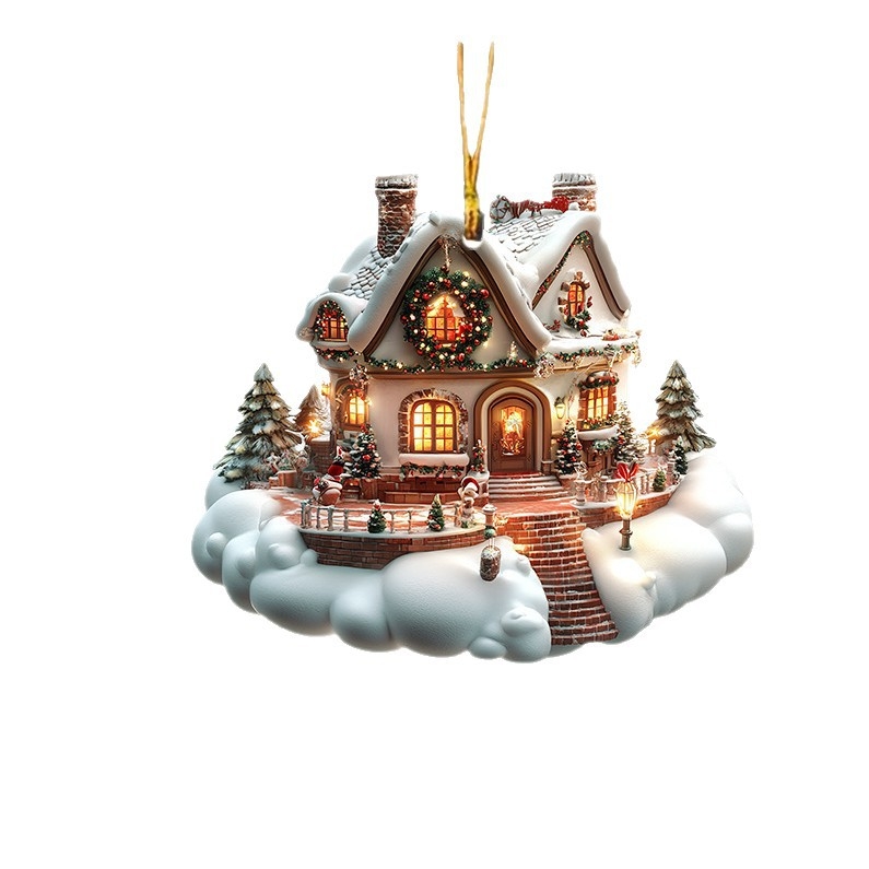 Breloc acrilic cu iglu de Crăciun, decor pentru mașină, cadou de iarnă