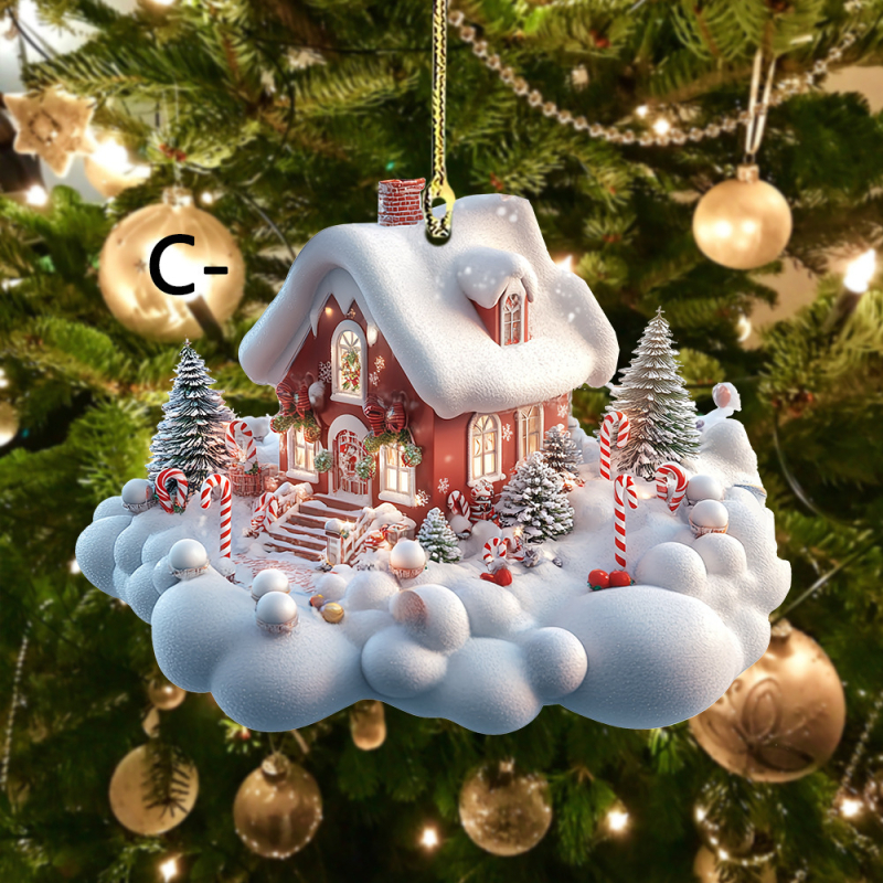 Breloc acrilic cu iglu de Crăciun, decor pentru mașină, cadou de iarnă