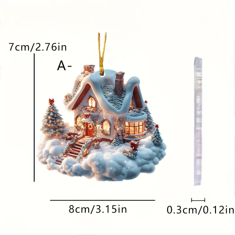 Breloc acrilic cu iglu de Crăciun, decor pentru mașină, cadou de iarnă