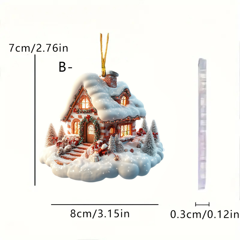 Breloc acrilic cu iglu de Crăciun, decor pentru mașină, cadou de iarnă