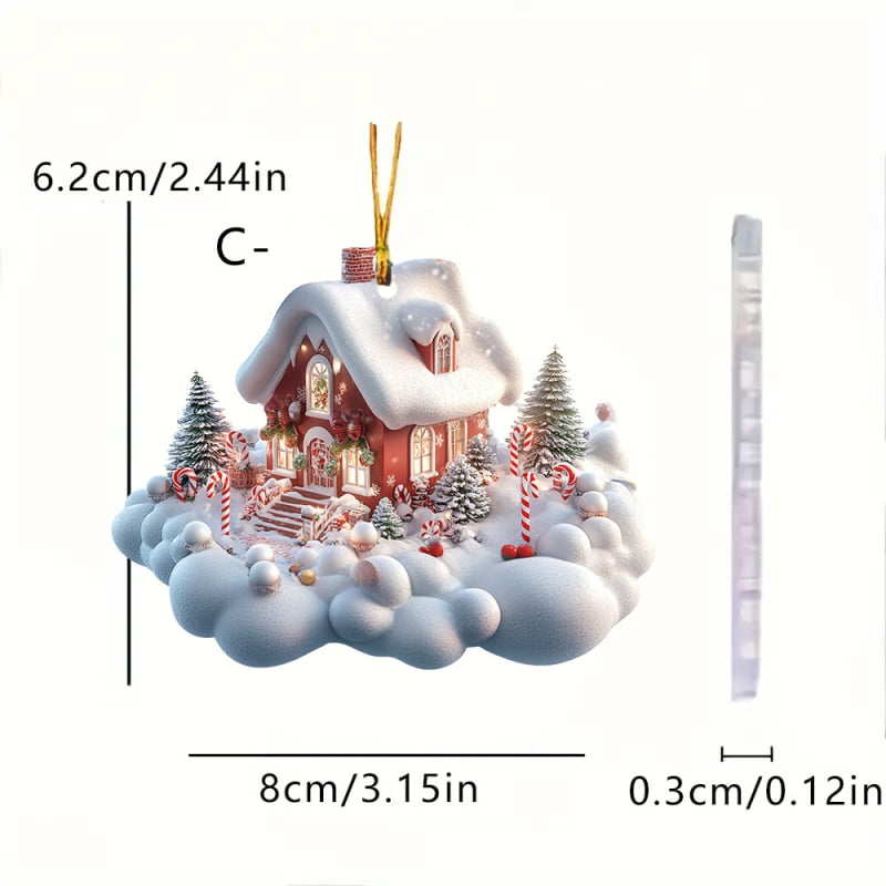 Breloc acrilic cu iglu de Crăciun, decor pentru mașină, cadou de iarnă