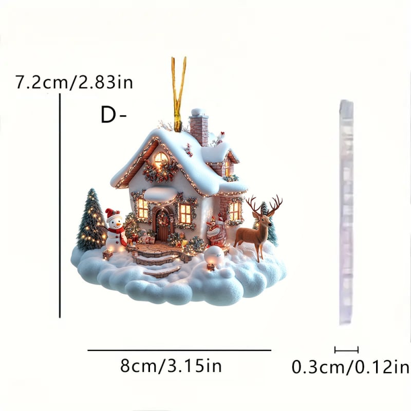 Breloc acrilic cu iglu de Crăciun, decor pentru mașină, cadou de iarnă