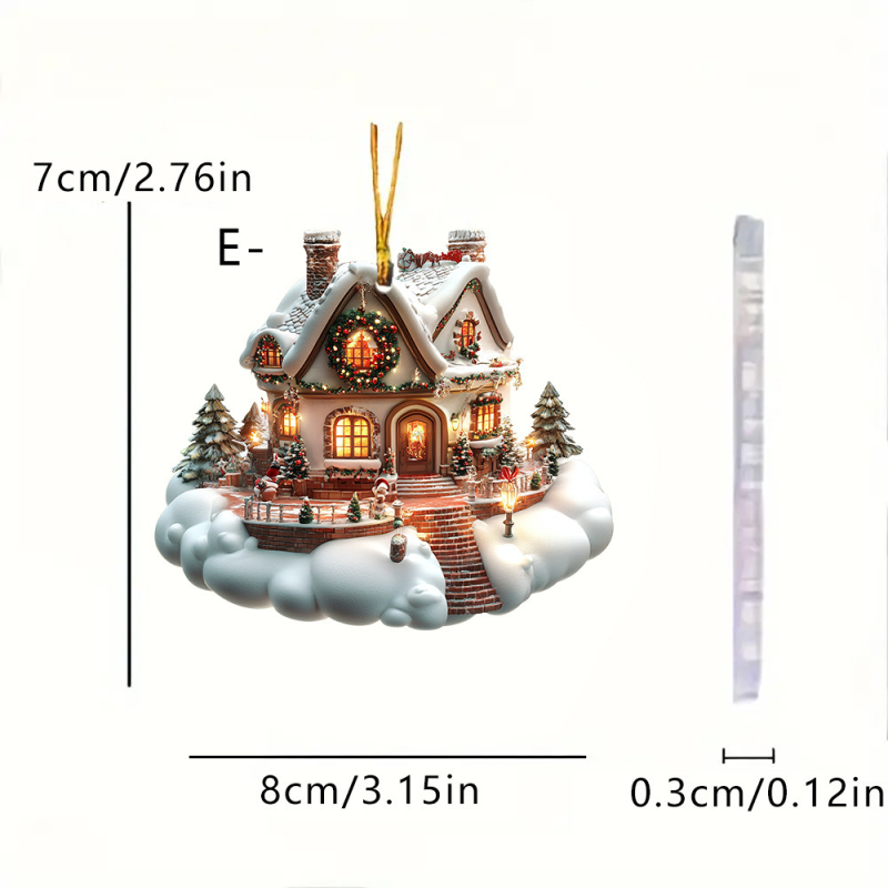 Breloc acrilic cu iglu de Crăciun, decor pentru mașină, cadou de iarnă