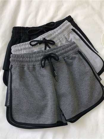 Ženske ljetne sportske šorceve, korejski stil, opuštena silueta, visoki struk, A-kroj, široke nogavice, dužina 3/4, za svakodnevno nošenje