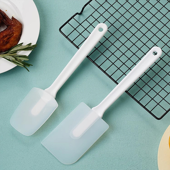 Spatulă din silicon pentru coacere, rezistentă la temperaturi înalte; spatulă pentru amestecarea aluatului și a cremei pentru prăjituri, set mic, mediu și mare, placă de agățat pentru prăjituri