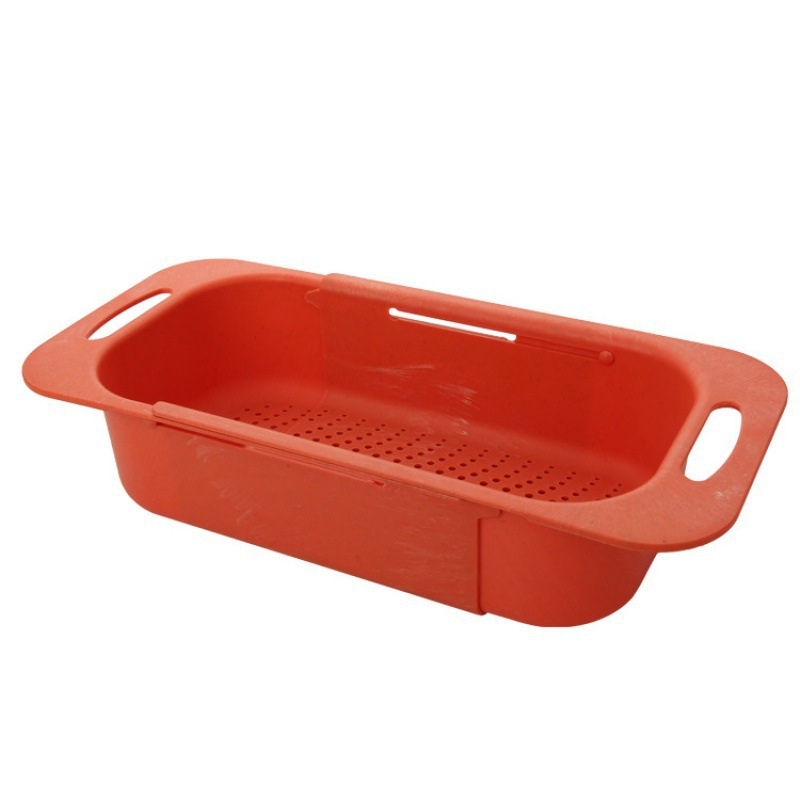 Coș de drenare telescopic pentru bucătărie, din plastic, pentru spălarea legumelor și fructelor, suport de depozitare la chiuvetă