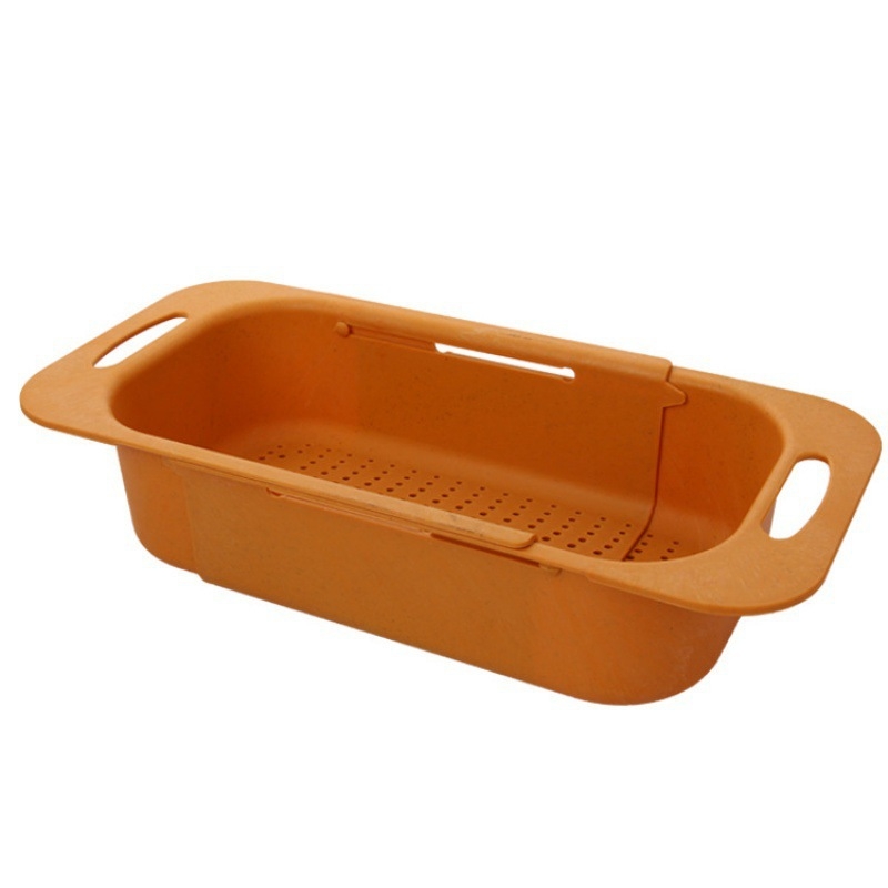 Coș de drenare telescopic pentru bucătărie, din plastic, pentru spălarea legumelor și fructelor, suport de depozitare la chiuvetă