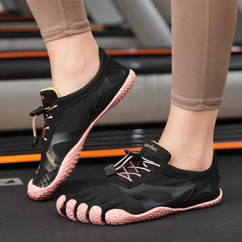 Ötujjas cipő puha talppal, csúszásmentes jóga és pilates beltéri edzéshez, tánchoz; szétválasztott ujjak