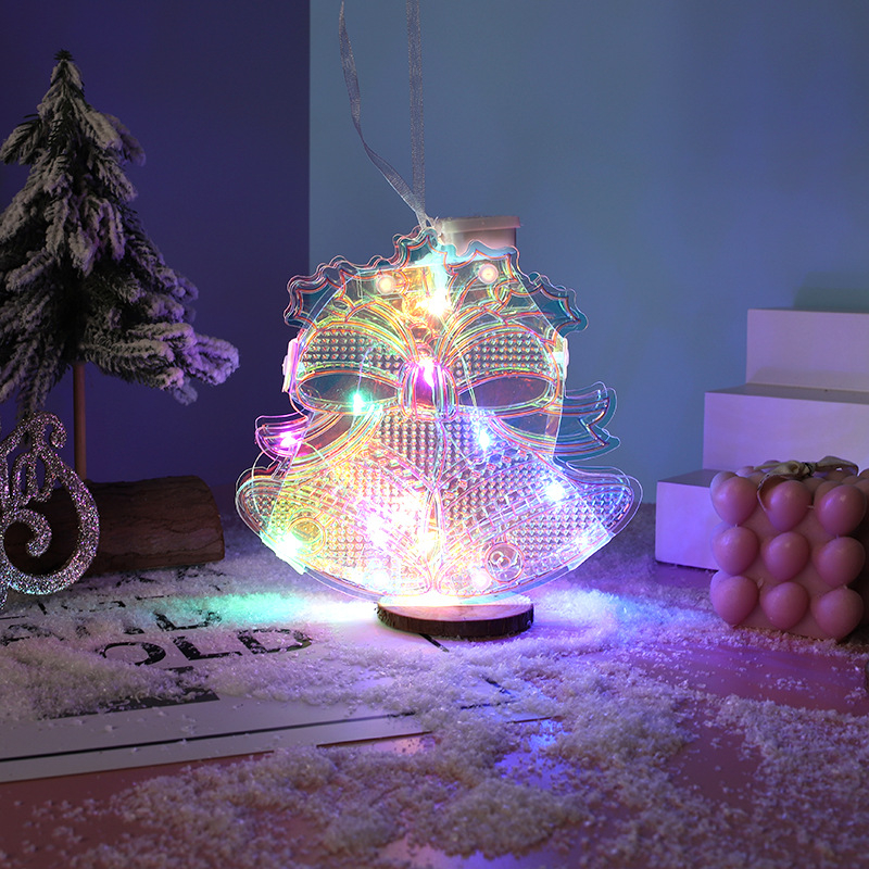 Pandantiv LED de Crăciun pentru brad, cu Moș Crăciun și om de zăpadă, lumini colorate, design desen animat