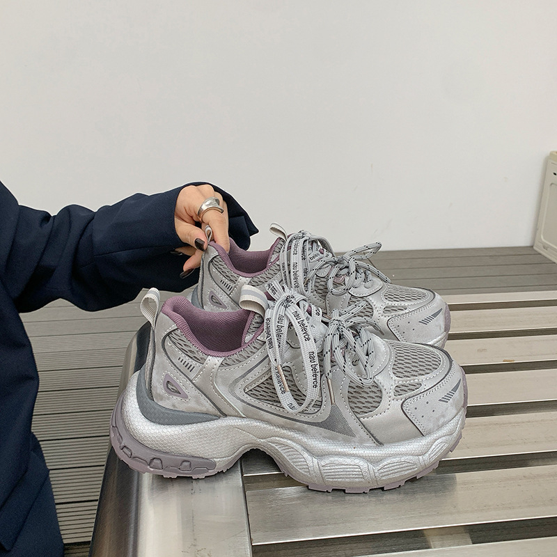 Дамски обувки Dad Sneakers с дишаща мрежеста горна част, дебели подметки за повишаване на височината, ежедневни маратонки за бягане