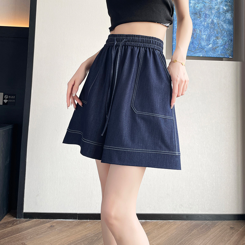 Ženske kratke hlače od Tencel denima, lagane, širokog kroja, duljine do sredine bedra