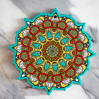 Mandala ανάγλυφη κεραμική σουπλά 20 cm με φλοράλ μοτίβο