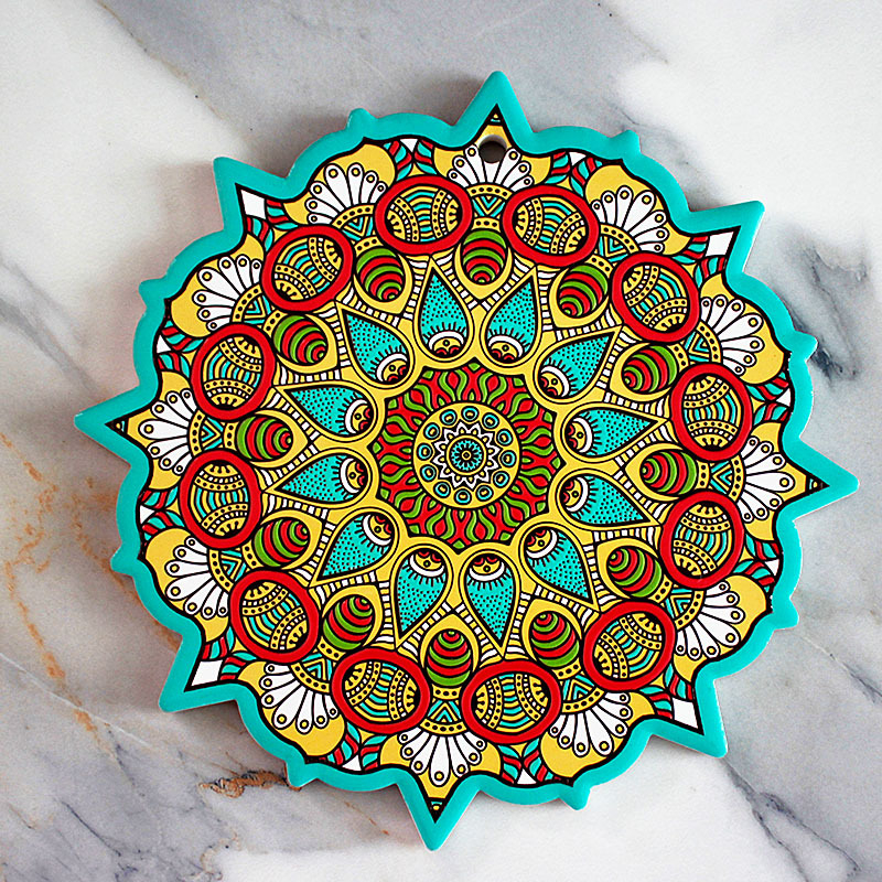 Mandala ανάγλυφη κεραμική σουπλά 20 cm με φλοράλ μοτίβο