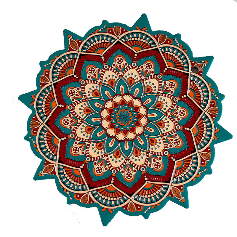 Mandala ανάγλυφη κεραμική σουπλά 20 cm με φλοράλ μοτίβο