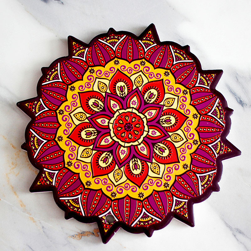 Mandala ανάγλυφη κεραμική σουπλά 20 cm με φλοράλ μοτίβο