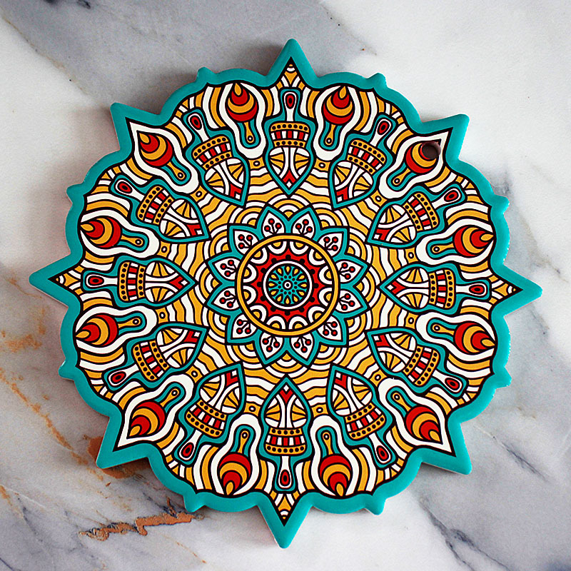 Mandala ανάγλυφη κεραμική σουπλά 20 cm με φλοράλ μοτίβο