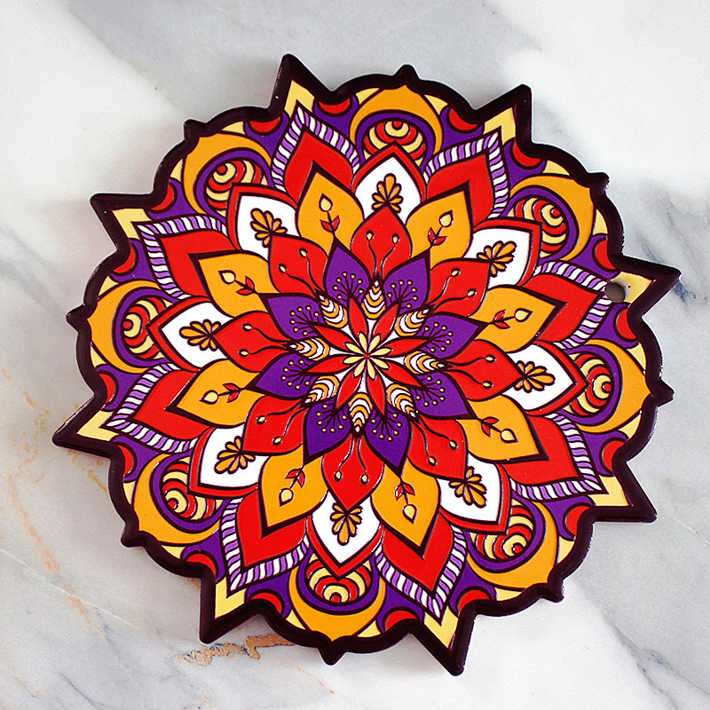 Mandala ανάγλυφη κεραμική σουπλά 20 cm με φλοράλ μοτίβο