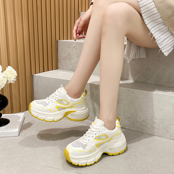 Ženske mrežaste prozračne tenisice stil dad shoes, lagane i svakodnevne, s povećanjem visine 6–8 cm, ljeto 2025, veličine 32–33