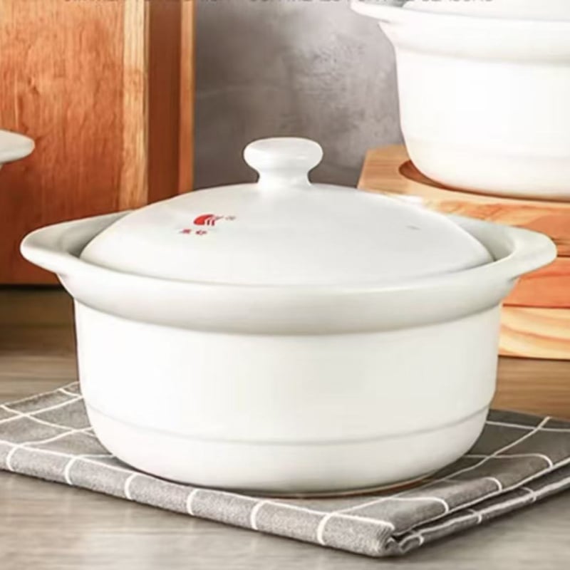 Oală de supă ceramică, capacitate mare, cu capac, pentru încălzire directă, 2,1–3 L, potrivită pentru uz casnic și comercial