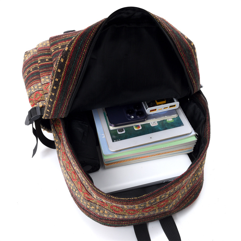 Novi ruksak za studente velike kapacitete, etničkog stila, izdržljiv, unisex, za školu, moderan.