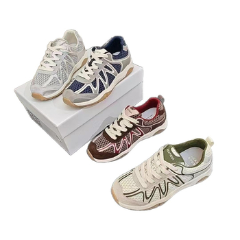 Női ezüst színű vastagtalpú sportcipő, 2025 őszi modell, lélegző háló felsőrész, mindennapi cipő, dad shoe stílus, Forrest Gump stílus