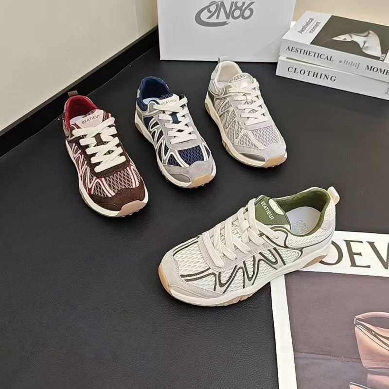 Női ezüst színű vastagtalpú sportcipő, 2025 őszi modell, lélegző háló felsőrész, mindennapi cipő, dad shoe stílus, Forrest Gump stílus