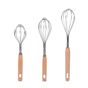 Mixer manual pentru ouă, cu mâner din lemn de fag, portabil pentru cremă și coacere, oțel inoxidabil, logo gravat