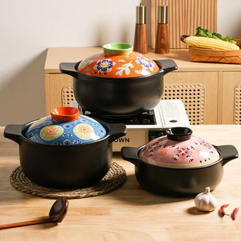 Vas ceramic din porțelan pentru aragaz – oală pentru supă, tocăniță, terci și orez, 2,1–4 L