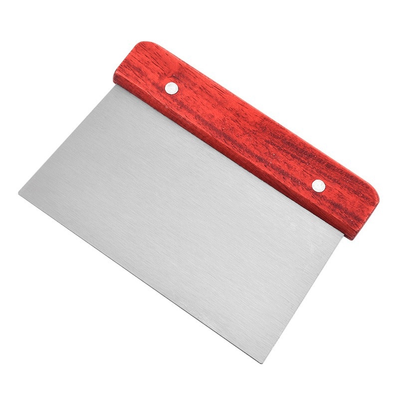 Spatulă din oțel inox cu mâner din lemn – ustensilă de bucătărie pentru aluat, tăiței, clătite și făină