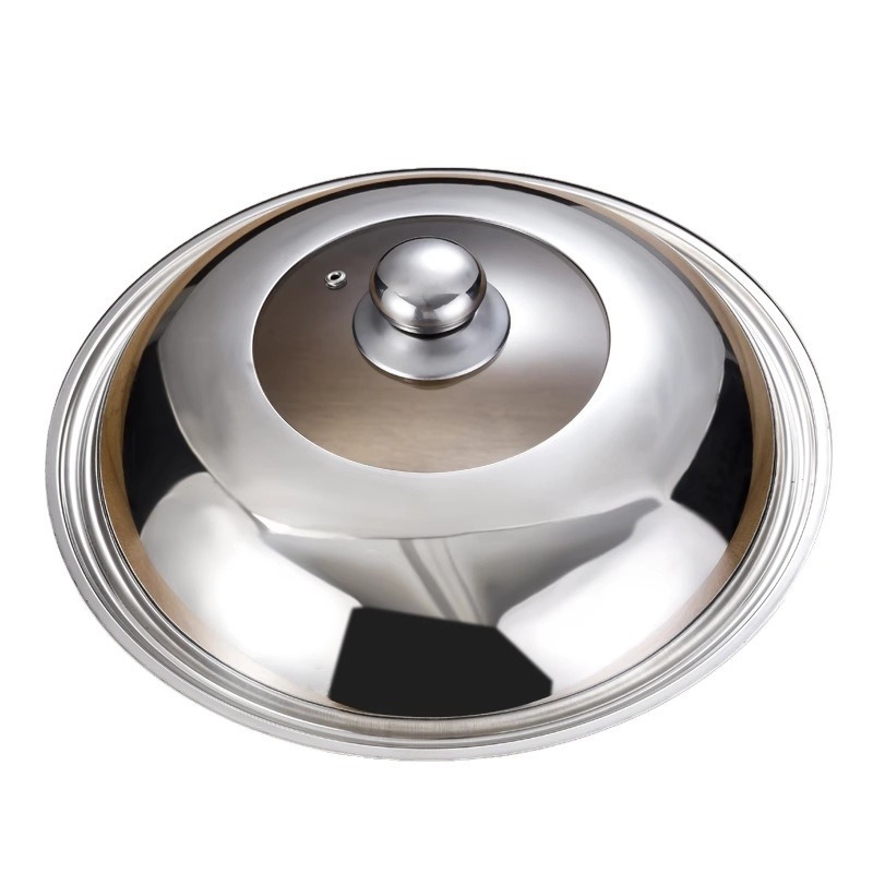 Capac wok din oțel inoxidabil, sticlă temperată, 32 cm, rotund, transparent