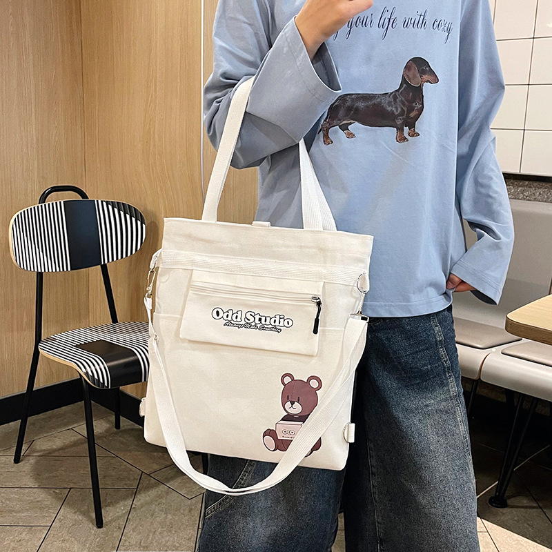 Ženska platnena torba s jednom ili dvije naramenice, crossbody, otisak, velika kapaciteta, sveučilišni stil, torba za podučavanje