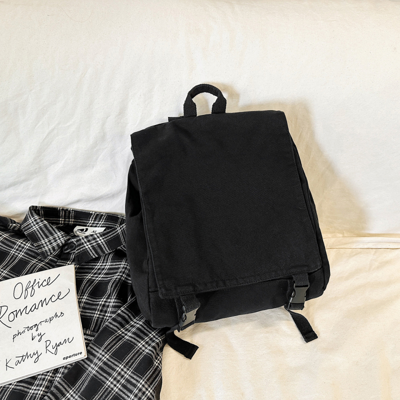 Retro platneni ruksak s preklopnim poklopcem, stil radne odjeće, jednobojan, 36–55 L, unisex za putovanja i fakultet