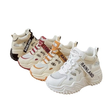 Női vastag talpú sneakers hálós felsőrésszel, lélegző, fehér, 2024 tavasz–nyár