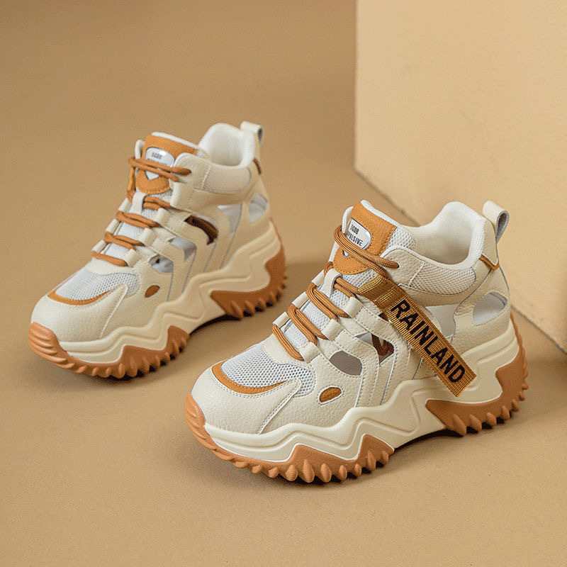 Női vastag talpú sneakers hálós felsőrésszel, lélegző, fehér, 2024 tavasz–nyár