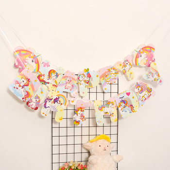 Set de bannere cu unicorn pentru decorul petrecerii de ziua copilului