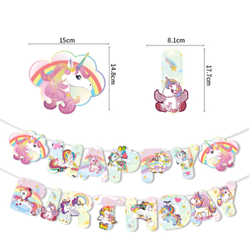 Set de bannere cu unicorn pentru decorul petrecerii de ziua copilului