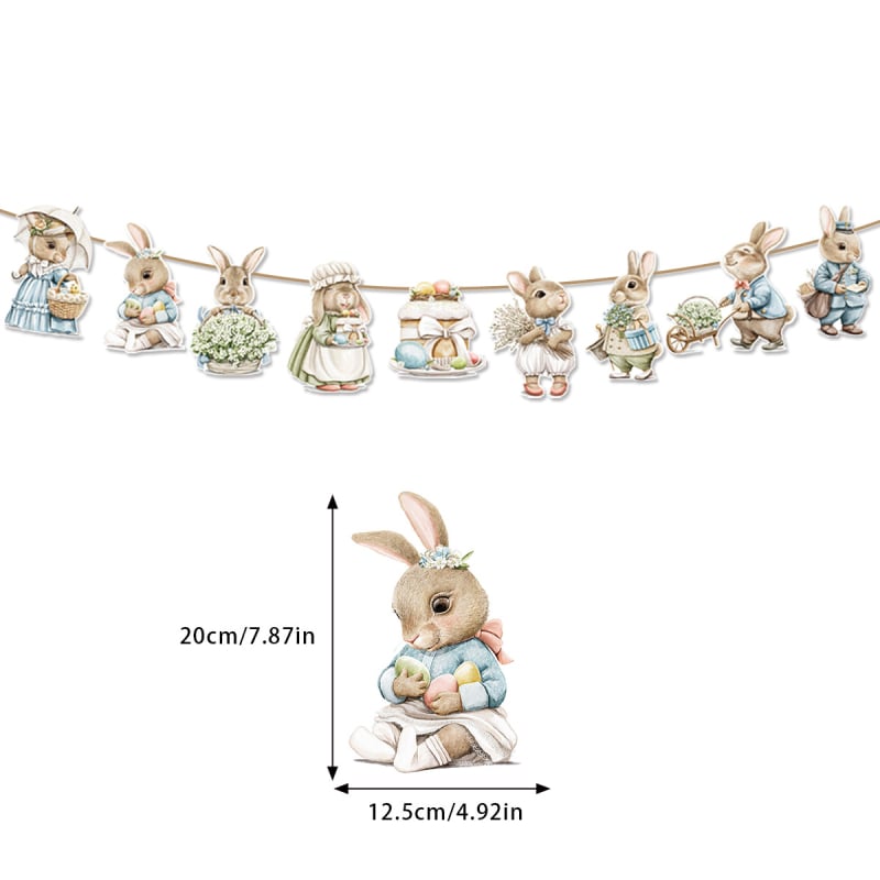 Petrecere tematică de Paște 2025, banner retro cu stegulețe, accesorii decorative