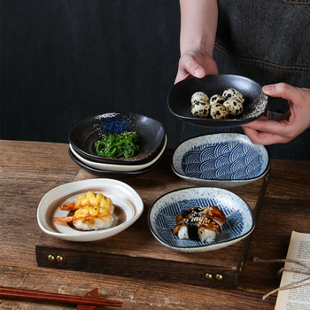 Vas ceramic de masă în stil japonez, boluri neregulate pentru sushi, sashimi, aperitive și sosuri, diametru 14–14,9 cm