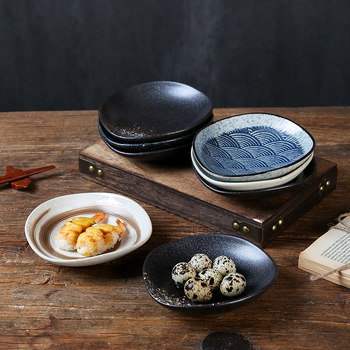 Vas ceramic de masă în stil japonez, boluri neregulate pentru sushi, sashimi, aperitive și sosuri, diametru 14–14,9 cm