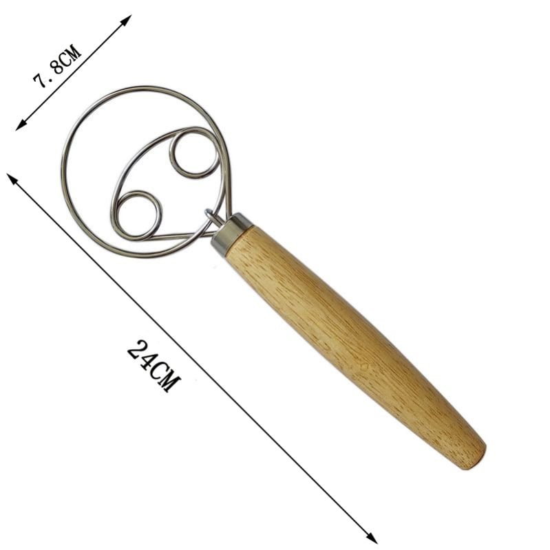 Bețișor din oțel inoxidabil cu mâner din stejar, tel spiral cu inel simplu sau dublu, mâner manual pentru ouă