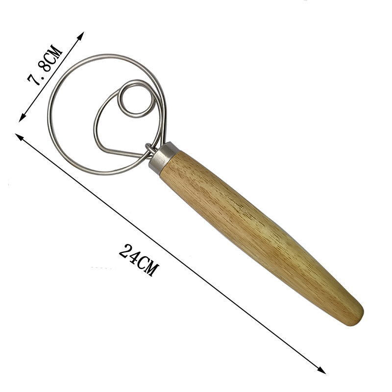 Bețișor din oțel inoxidabil cu mâner din stejar, tel spiral cu inel simplu sau dublu, mâner manual pentru ouă