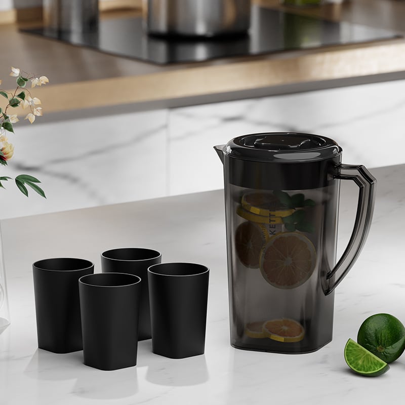 Carafă de apă din plastic de calitate alimentară, rezistentă la temperaturi înalte, capacitate mare, pentru apă, suc, lapte și ceai