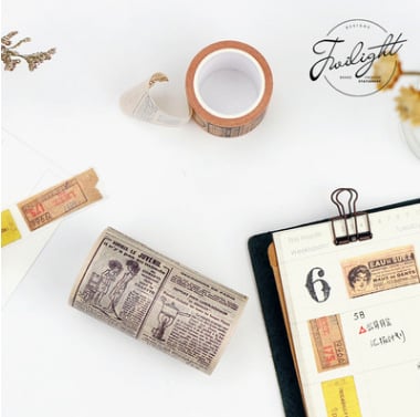 Bandă washi Twilight – Stil gotic, DIY jurnal, decor text retro, serie de 11 modele