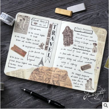 Bandă washi Twilight – Stil gotic, DIY jurnal, decor text retro, serie de 11 modele